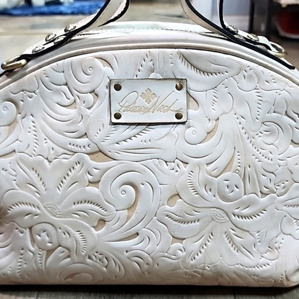 Patricia Nash Fiora cream ivory tooled dome satchel - Picture 6 of 15